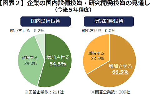 【図表2】企業の国内設備投資・研究開発投資の見通し(今後5年程度)